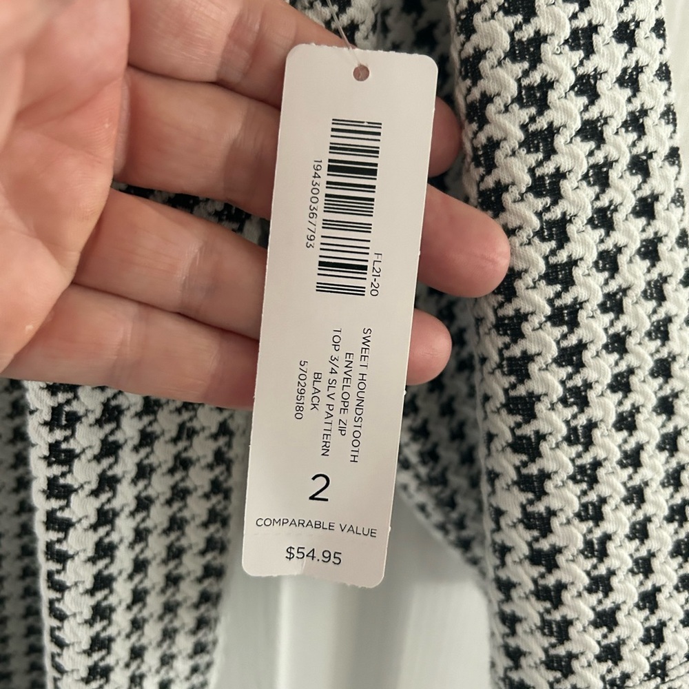 Sweet Houndstooth Envelope-Zip Collar Top BNWT SIZE 2 - Picture 4 of 5